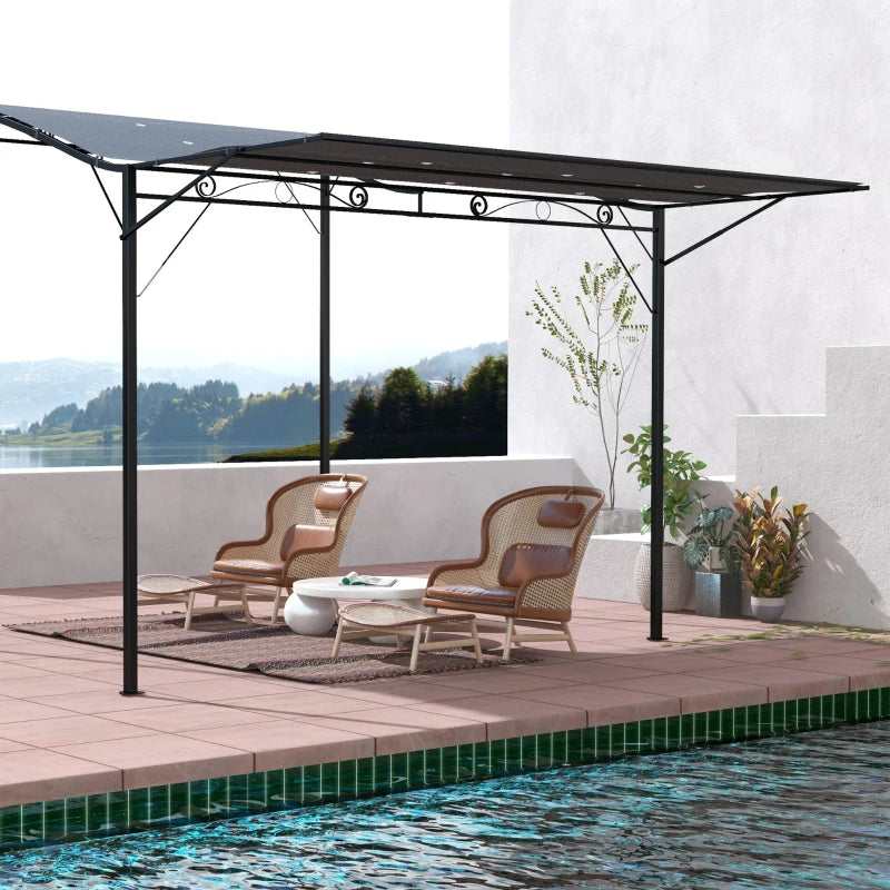 Charcoal Grey Metal Patio Gazebo Awning 3x2.5m