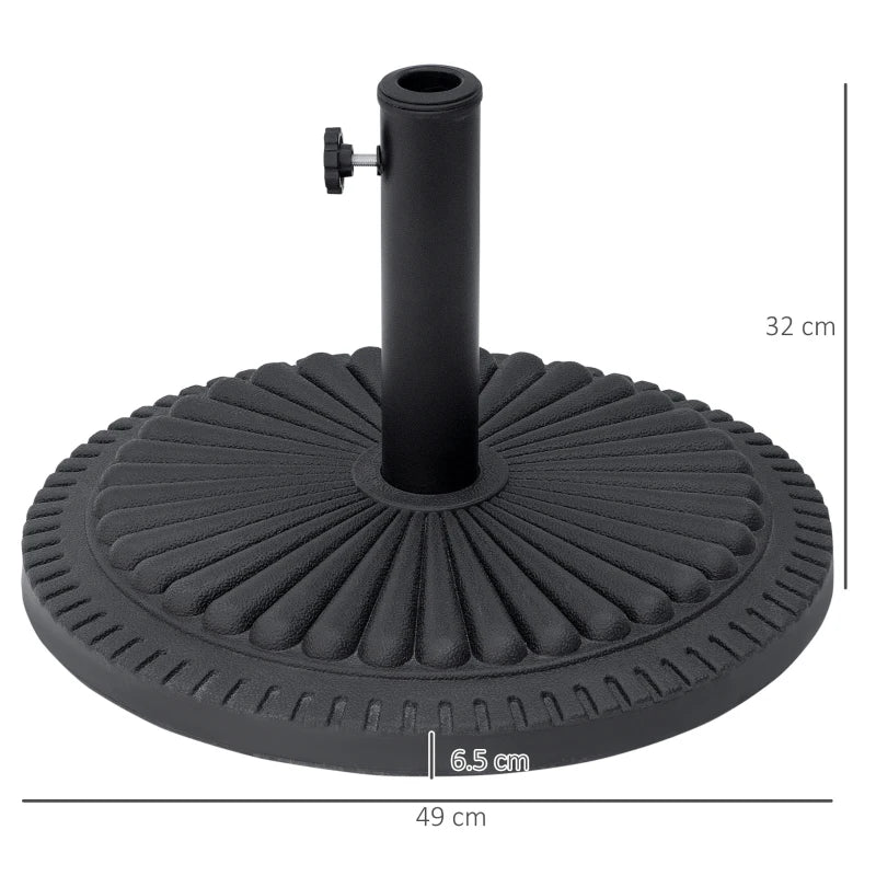 Black Round Cement Umbrella Base - Fits Φ35mm, Φ38mm, Φ48mm Pole