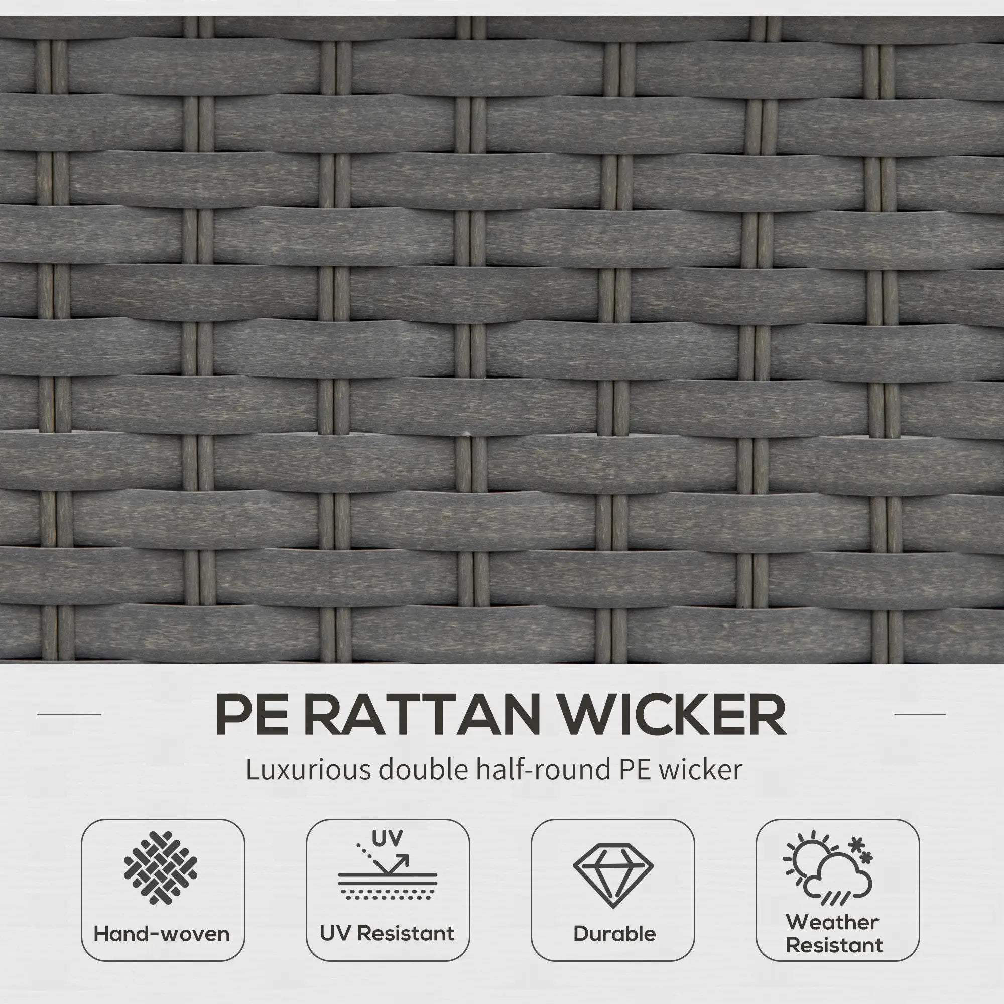 Grey 6 Piece Rattan Sofa Set With Loveseat Stool