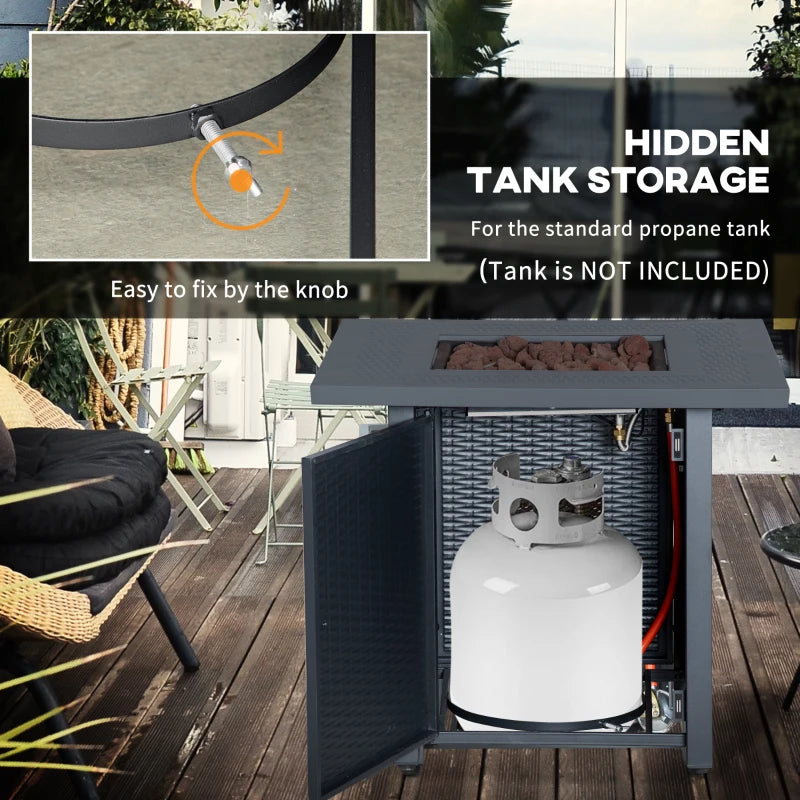 71x71cm 40000 BTU Gas Fire Pit Table - Stylish Black/Dark Grey Outdoor Heating Solution for Patios & Backyards