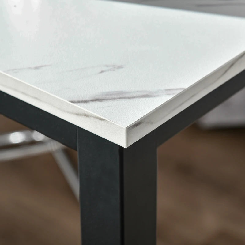 Rectangular Wood Effect Coffee Table - Small Space Dining & Breakfast Table, Industrial Style, White & Black Finish
