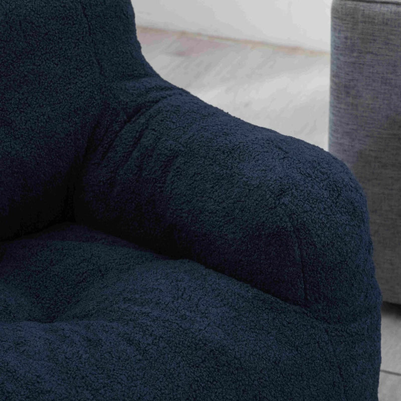 Soft Tufted Foam Snuggle Chair in Blue with Teddy Fabric – No Assembly Needed, 100x94x70 cm