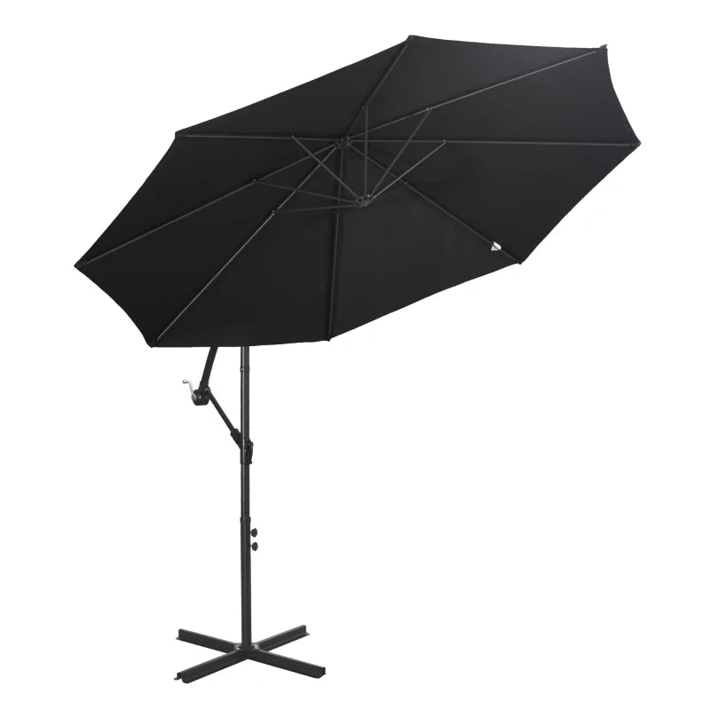 Black 2.45m Overhanging Cantilever Parasol with Cross Base