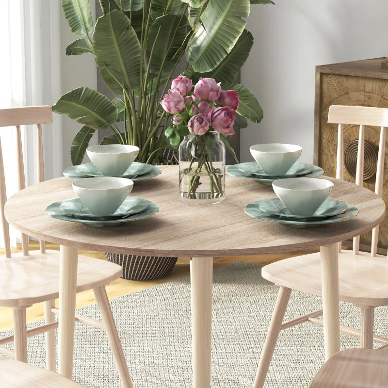 Folding Round Drop Leaf Dining Table for 4 Space Saving Small Kitchen Table with Wood Legs Natural Finish