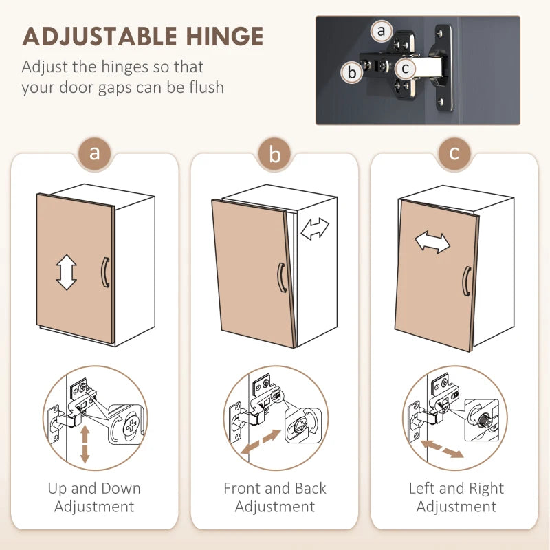 Freestanding Kitchen Cupboard 4-Door Storage Cabinet with Adjustable Shelves Modern Kitchen Pantry 170cm Grey Wood Effect
