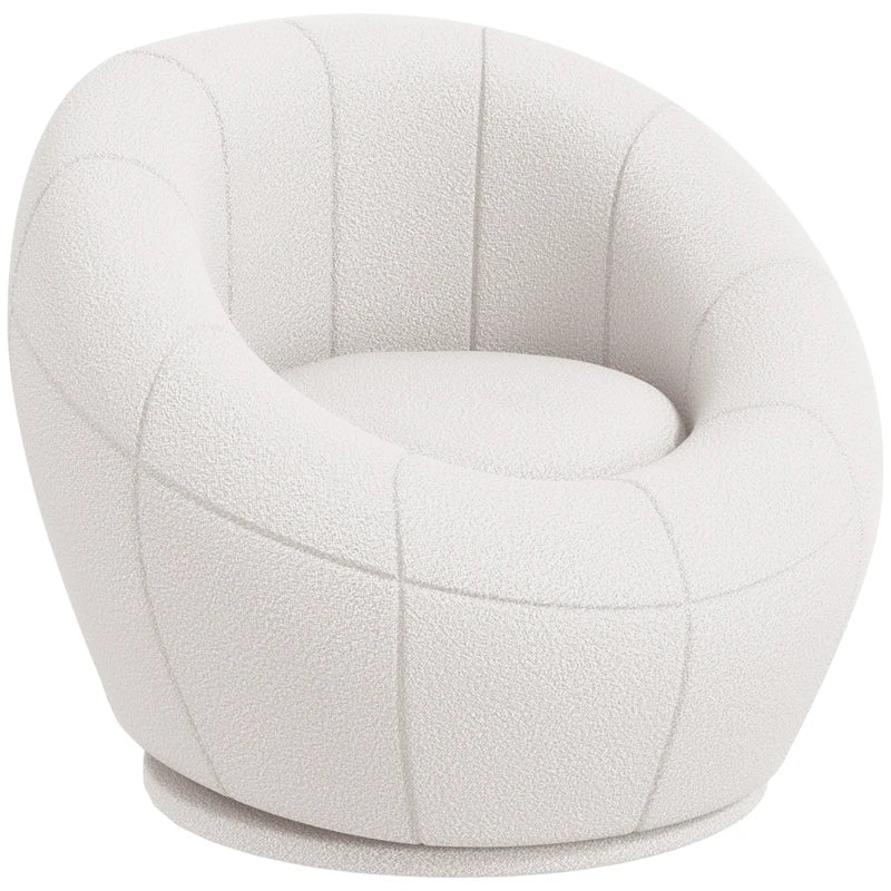 Stylish Swivel Upholstered Accent Chair for Living Room, Bedroom or Home Office in White