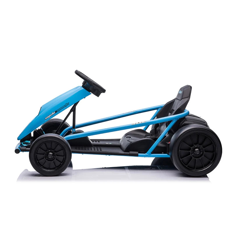 24V Electric Drift Kart for Kids 8-12 Racing Go Kart with 2 Speeds Steering Wheel and Pedals Blue