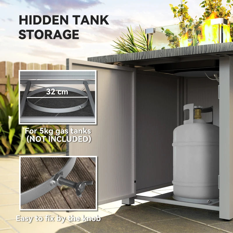 50,000 BTU Dark Grey Gas Fire Pit Table with Cover - Outdoor Heating Solution for Patios and Backyards