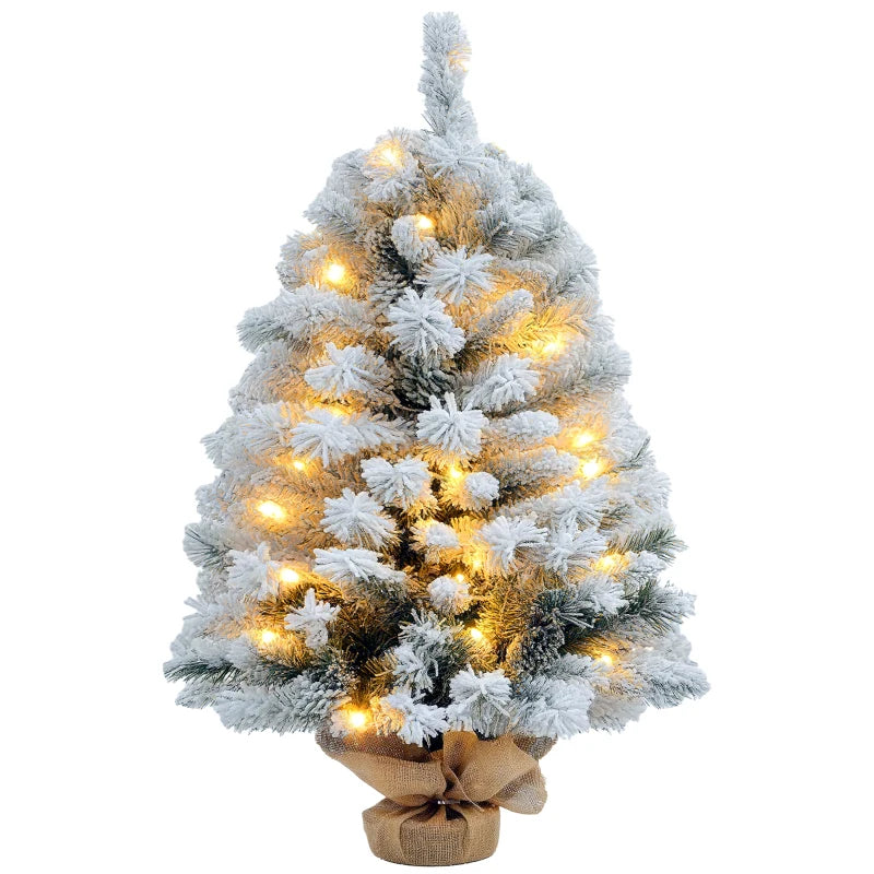 3ft Snowy Tabletop Christmas Tree with LED Lights - Perfect Holiday Decor for Home, Office, or Festive Events