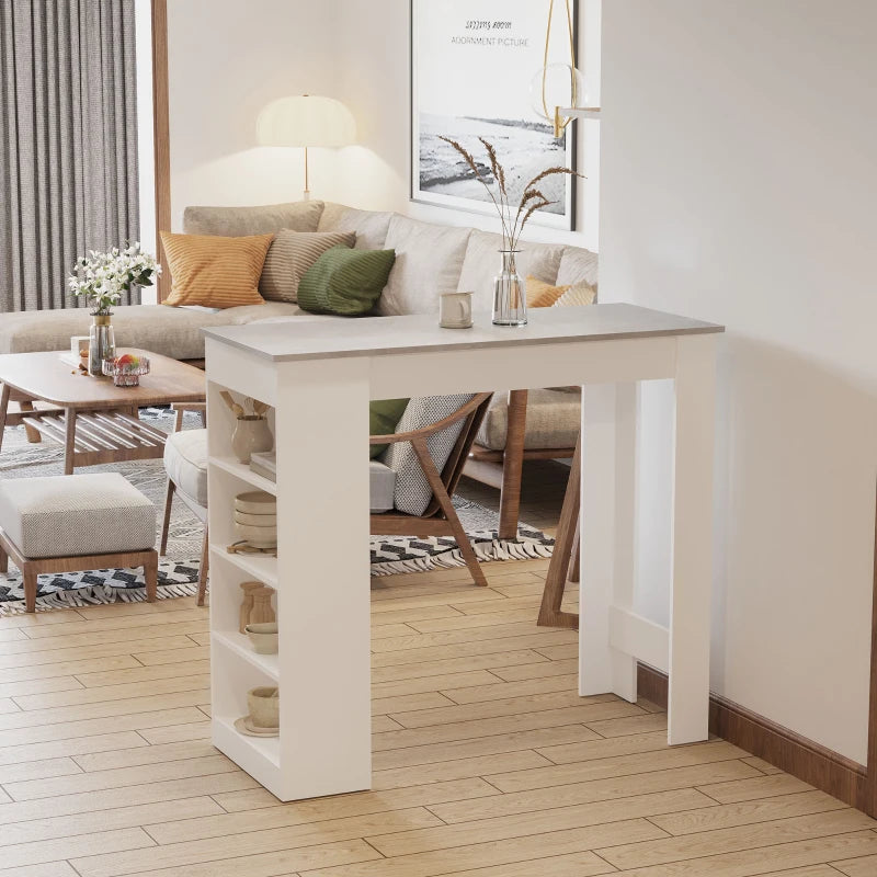 Stylish Grey Bar Table with 4-Tier Storage Shelf - Perfect for Kitchen, Dining Room & Living Room