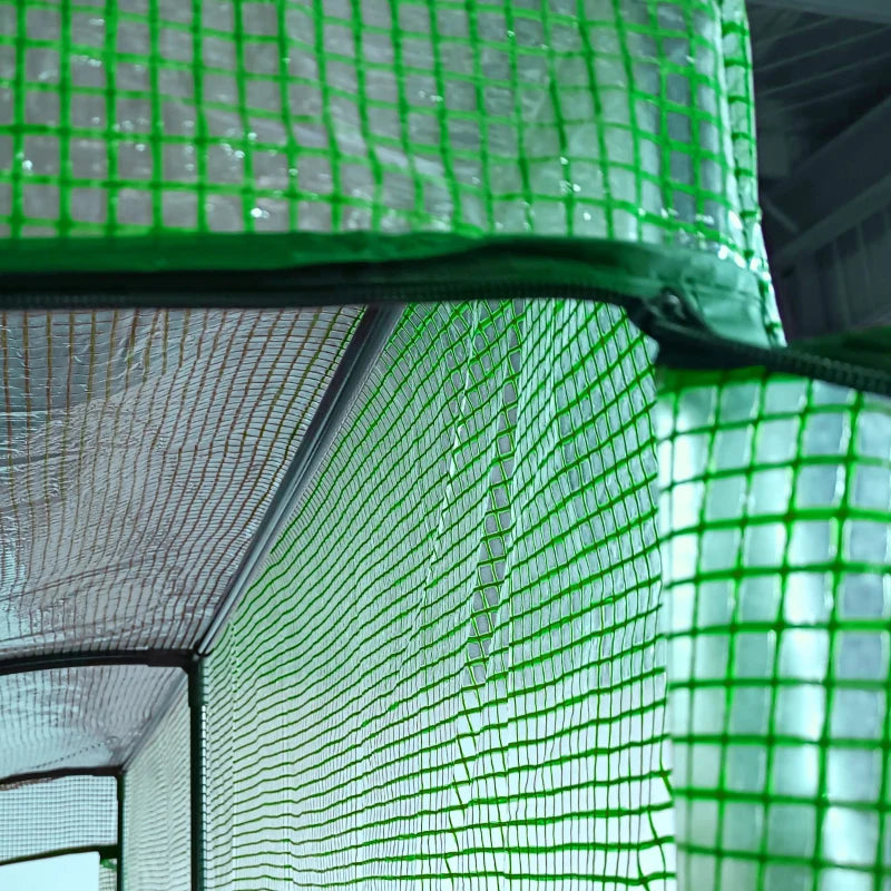 Green Walk-In Outdoor Greenhouse with Windows and Doors, 3 Tiers, 4 Shelves - 200x100x215cm
