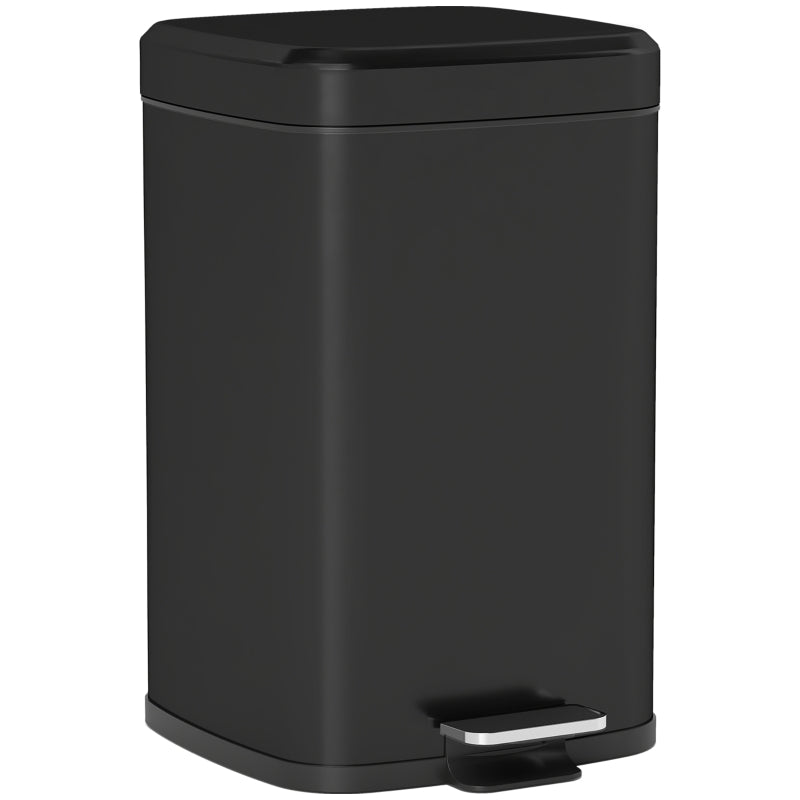 20L Modern Boxy Black Metal Kitchen Bin - Stylish Trash Can for Home Organization and Waste Management