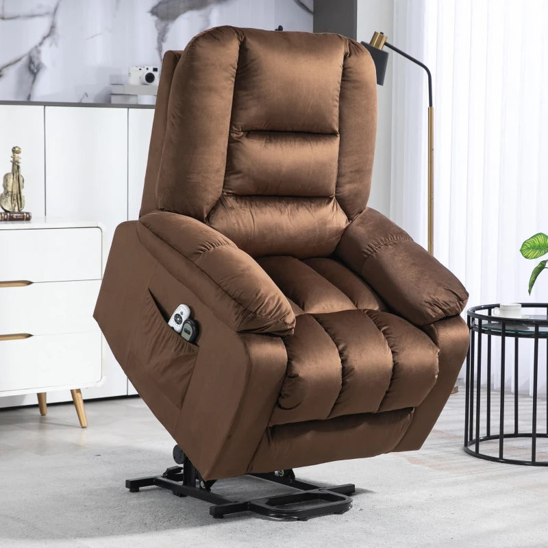 Eight Massage Point Reclining Armchair with Heat - Brown Leather Effect for Ultimate Comfort