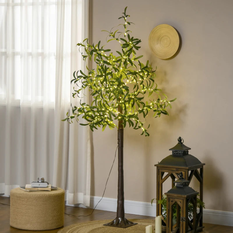 300 LED Light Decorative Artificial Olive Tree - Lifelike Green Home Decor for Indoor & Outdoor Use