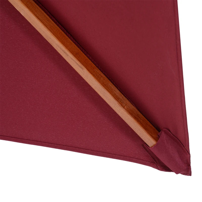 Double Tier Wine Red Wooden Garden Parasol Umbrella