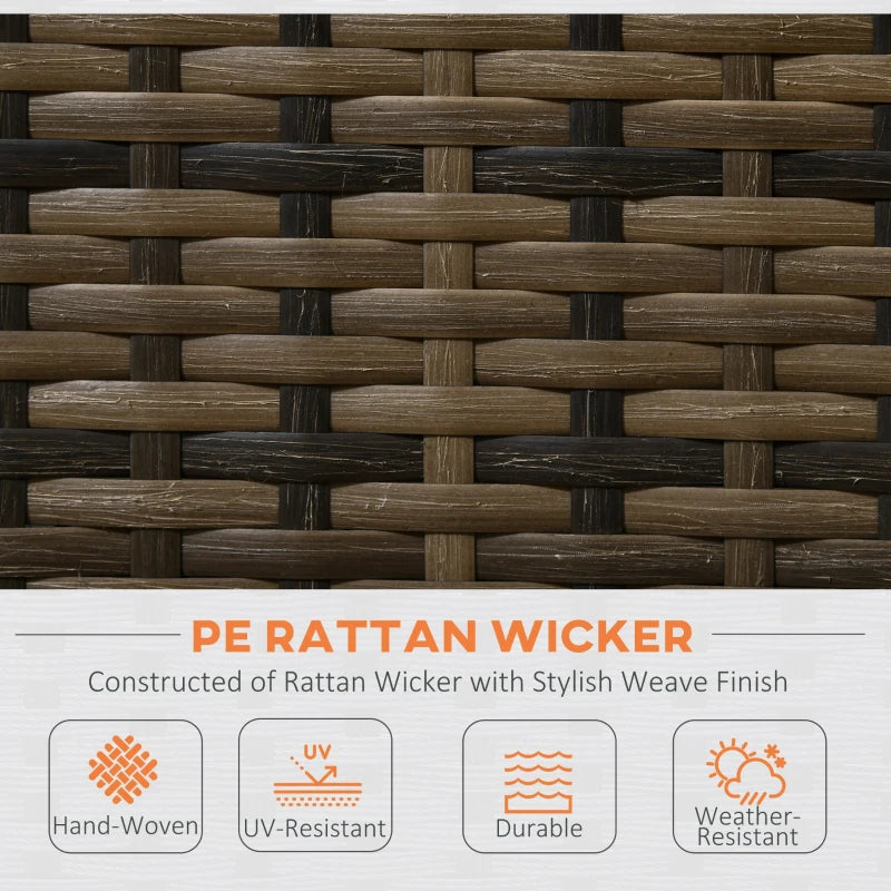 4-Piece Rattan Sofa Set with Storage Table - Orange/Brown