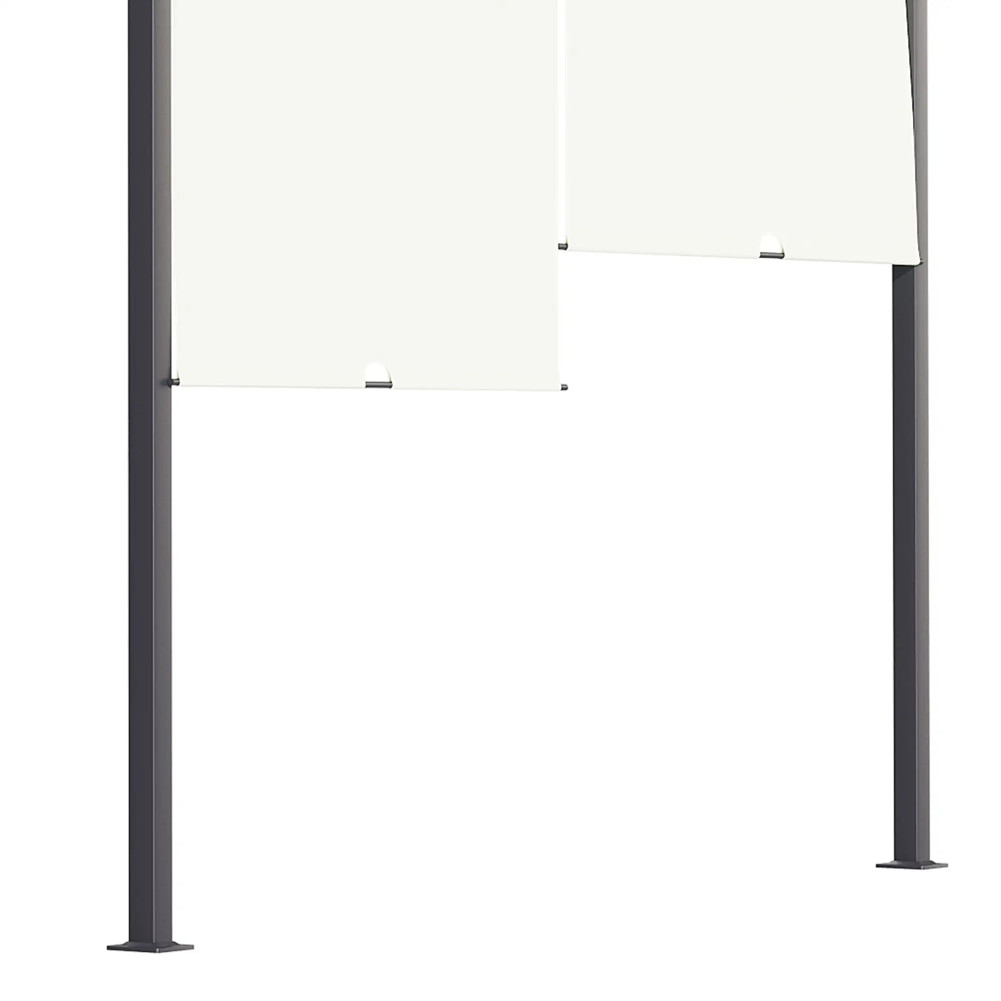 3m x 4m Fully Retractable Metal Garden Pergola - Cream White - Built-In LED Light Strip