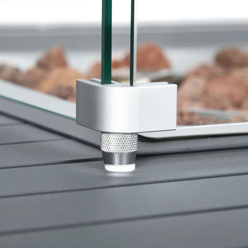 Grey Aluminium Corner Sofa Set With Fire Pit Table