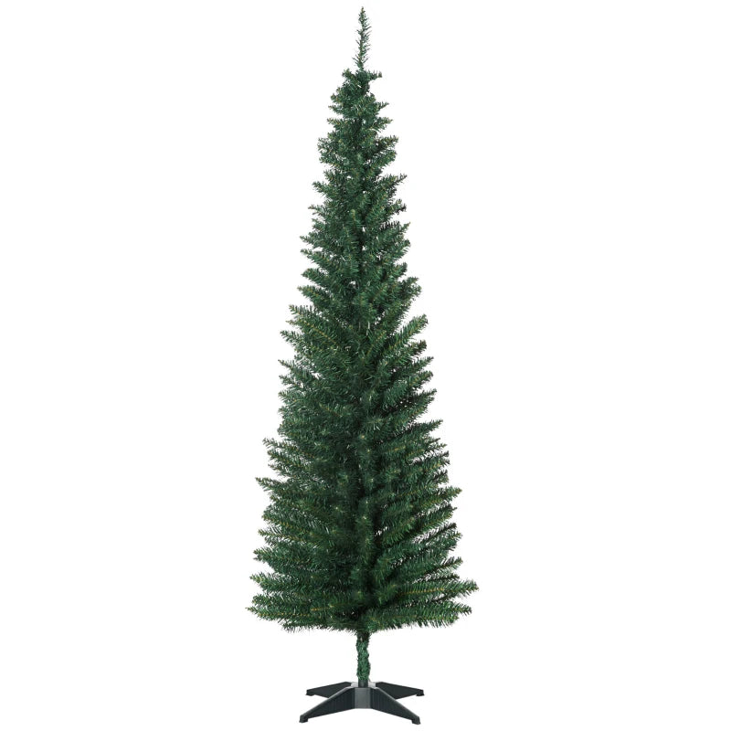6ft Unlit Pencil Slim Artificial Christmas Tree - Realistic Green Branches with Sturdy Stand for Holiday Decor