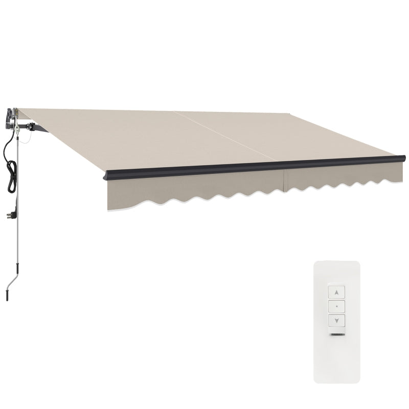 3.5m x 3m Beige Electric or Manual Awning with Remote Control - Retractable Patio Sun Shade