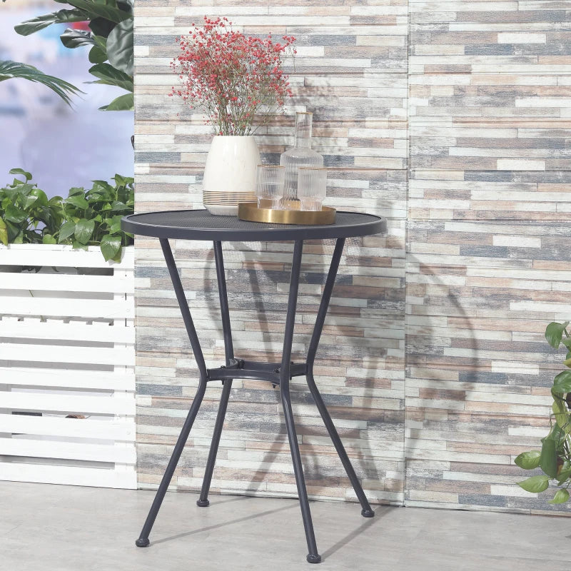 Dark Grey Metal Round Garden Bistro Table - 60cm