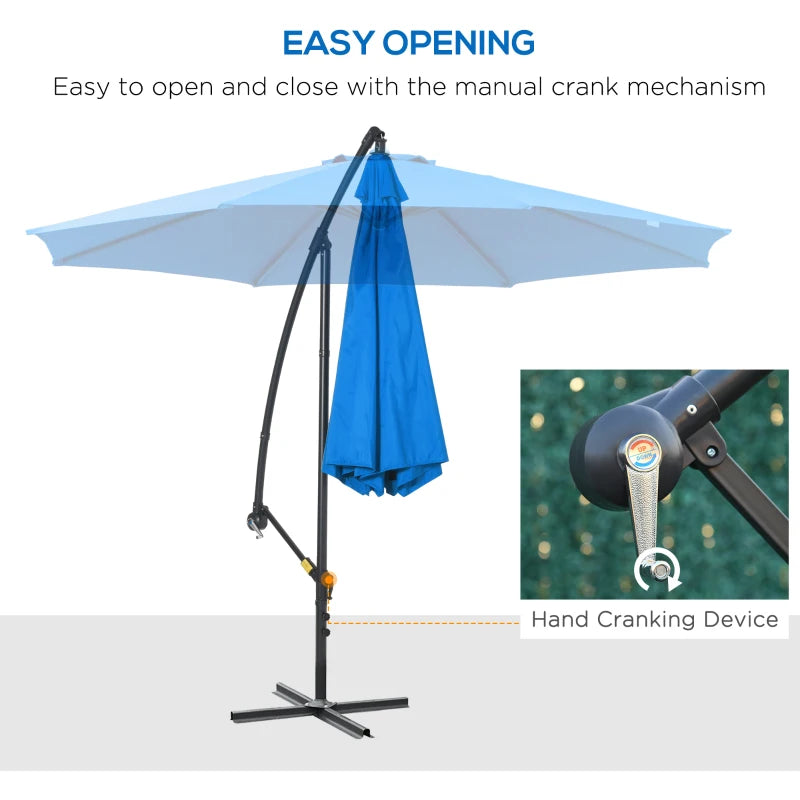 Blue 3m Offset Cantilever Parasol with Cross Base