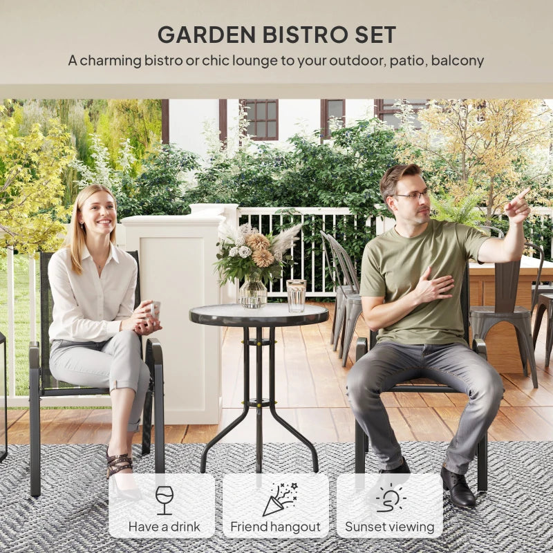 Three-Piece Black Outdoor Garden Furniture Set - Perfect for Patio and Balcony