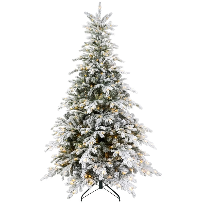5ft Snow-Flocked Artificial Christmas Tree with LED Lights - Bushy, Lifelike Holiday Decor for Festive Home Decoration