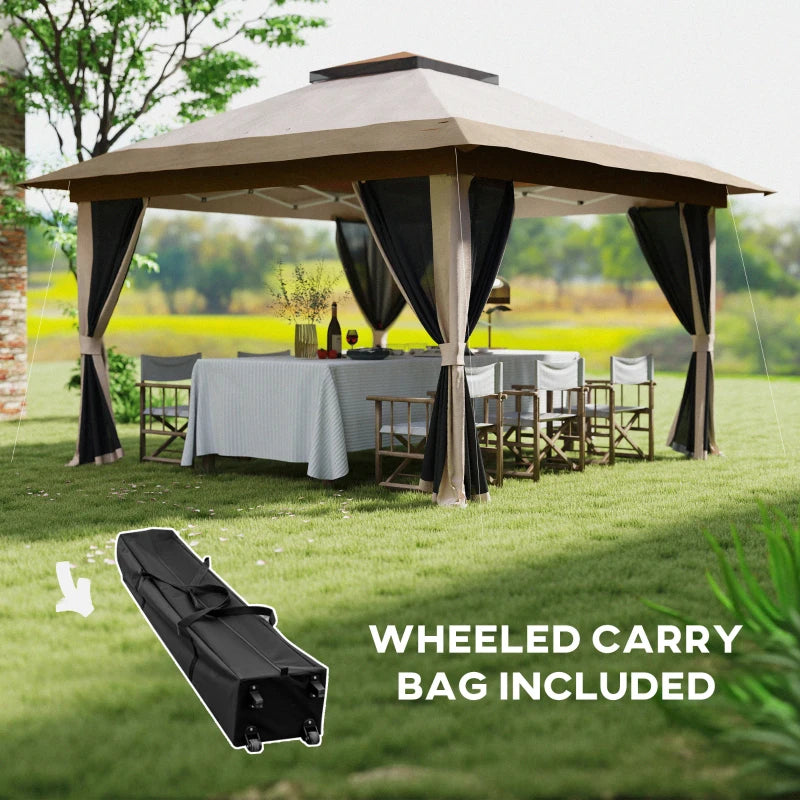 Spacious 3.6m Pop-Up Gazebo with Accessories - Beige