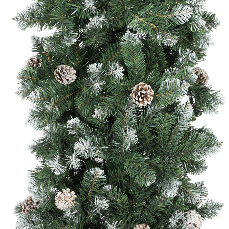 8.2 ft Snow Frosted Christmas Tree Arch - 1800 Tips, 91 Pinecones, Indoor Xmas Decor with Metal Stand - Green