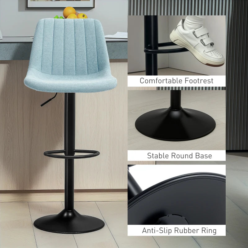 Set of 2 Blue Chenille-Feel Tub Bat Stools - Stylish, Comfortable, and Durable Bathroom Seating
