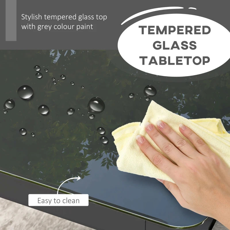 Grey Aluminium Glass Table - 150cm x 88cm