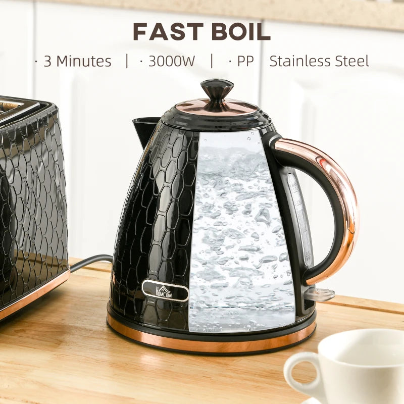 3kW Rapid Boil Black Honeycomb Kettle - Stylish Electric Tea Maker for Fast Boiling Water