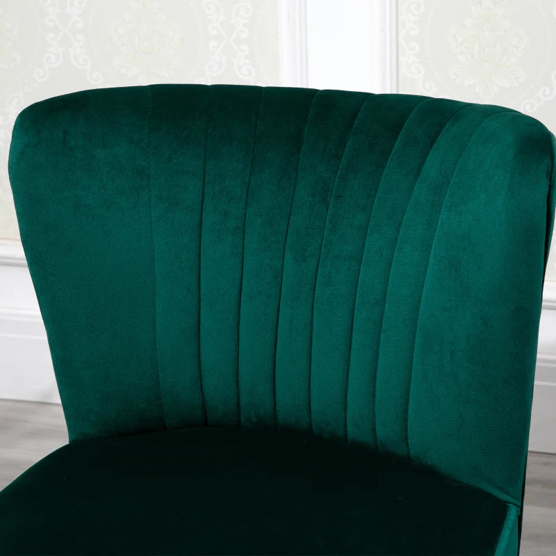 Stylish Green Fabric Accent Chair with Rubber Wood Legs and Thick Padding for Living Room Comfort