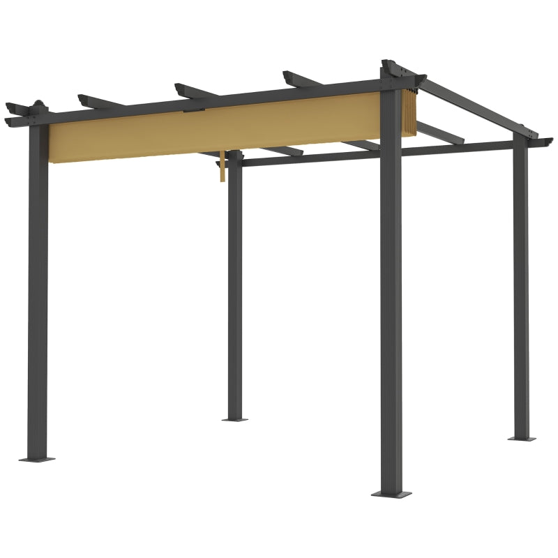 3x3m Khaki Aluminium Pergola with Retractable Roof