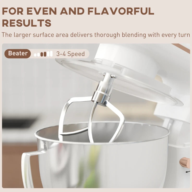 Premium 1300W White Kitchen Stand Mixer with Accessories - Powerful, Versatile, Ideal for Baking and Cooking Enthusiasts