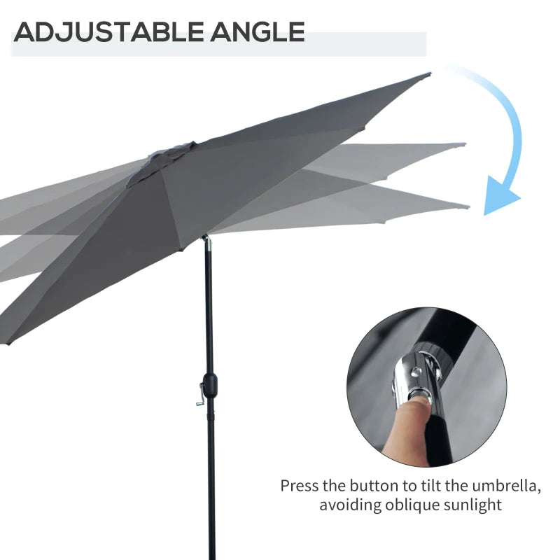 Dark Grey 3m Tilt Garden Umbrella with Crank Handle