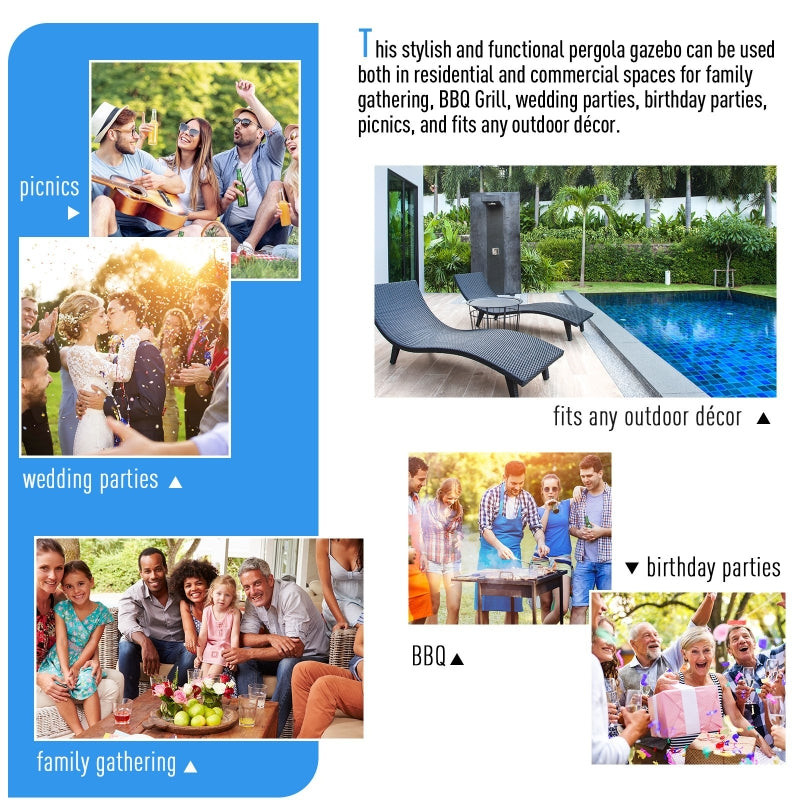 2.8m x 3m Metal Pergola - Retractable