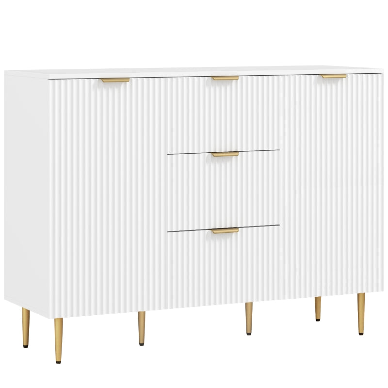 Modern 2-Door White Sideboard with 3 Drawers & Adjustable Shelves - Stylish Storage Solution for Living Room or Dining Room