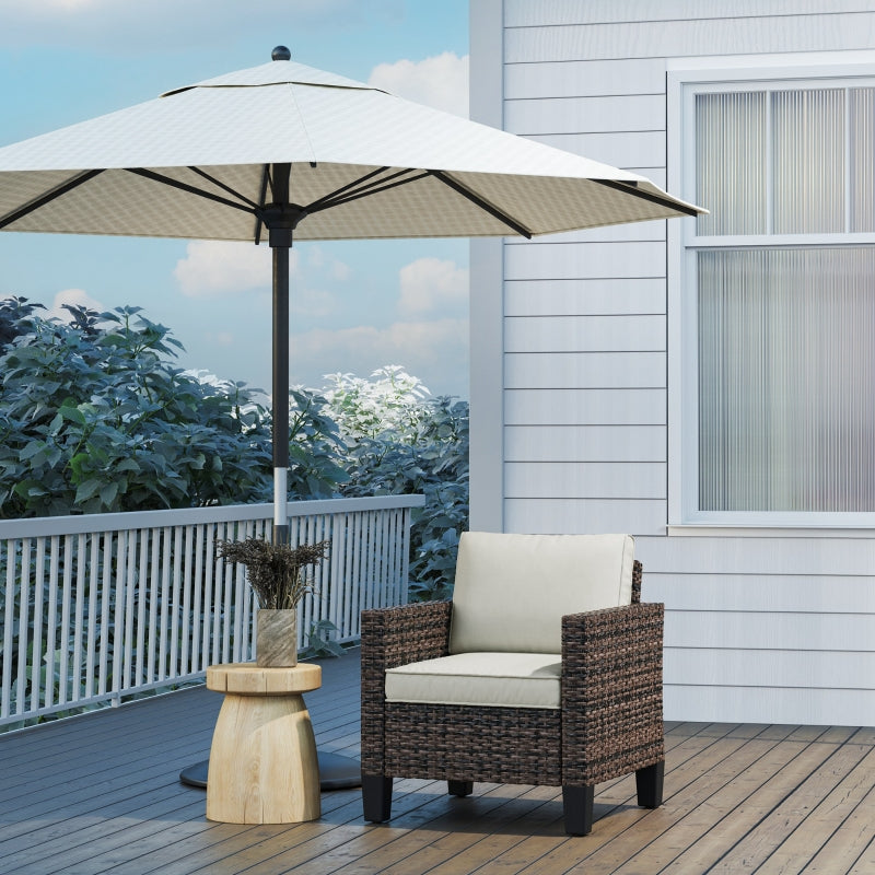 Brown Rattan Armchair with Cushions - Single Size