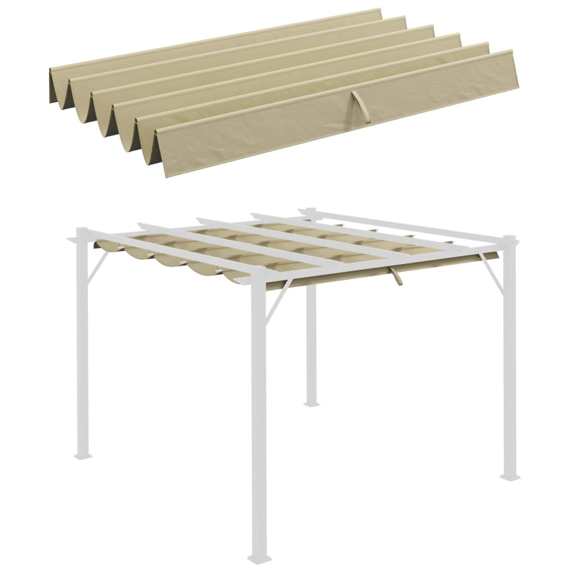 Beige Retractable Pergola Canopy - 3x3m Gazebo Shade Cover