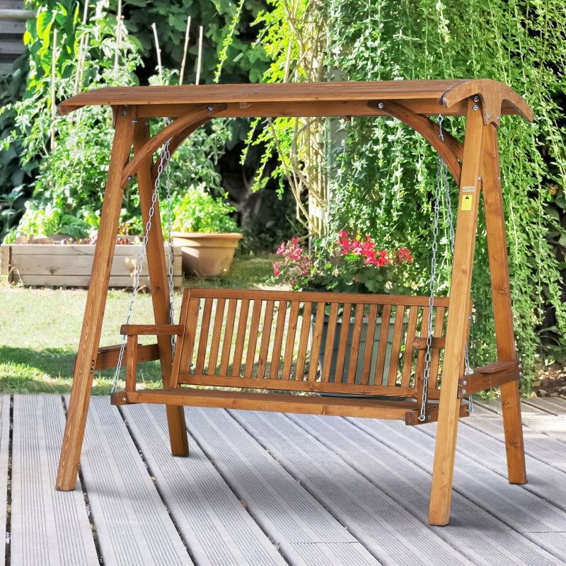 3-Seater Wooden Swing Bench - Natural