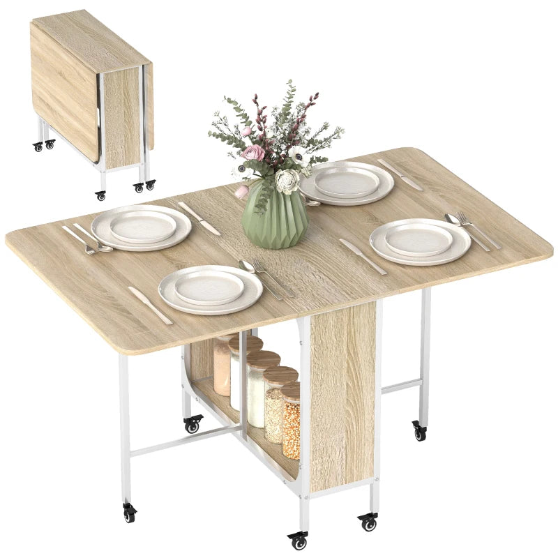 Unique Six-Person Drop Leaf Dining Table - Stylish Natural Wood & White Finish for Modern Dining Spaces