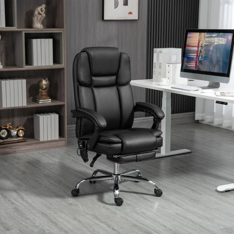 Vinsetto Six Point Vibrating Massage Office Chair - Ergonomic Black Executive Chair for Ultimate Comfort and Relaxation