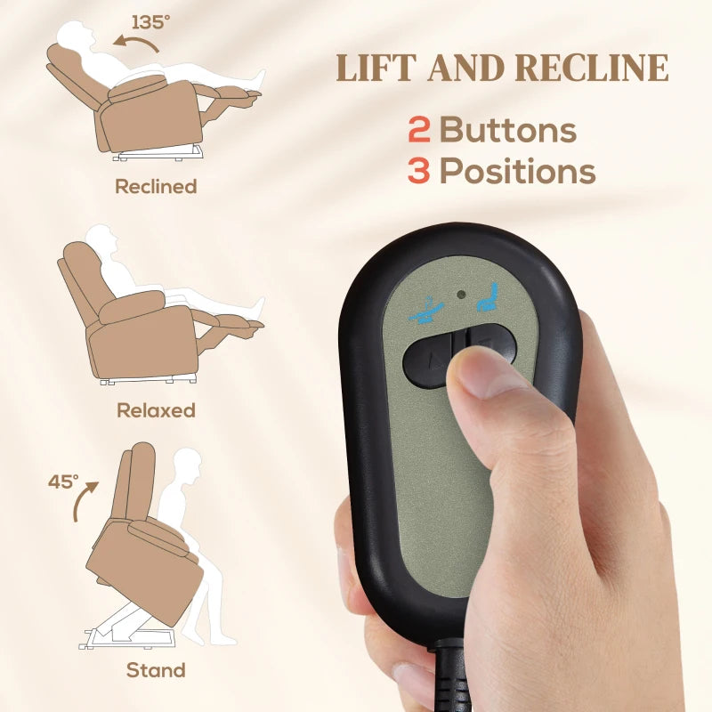 Velvet Electric Riser Recliner Armchair with Massage Function in Light Brown for Ultimate Comfort