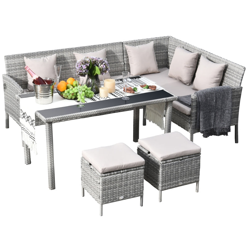 Mixed Grey Rattan Corner Dining Set
