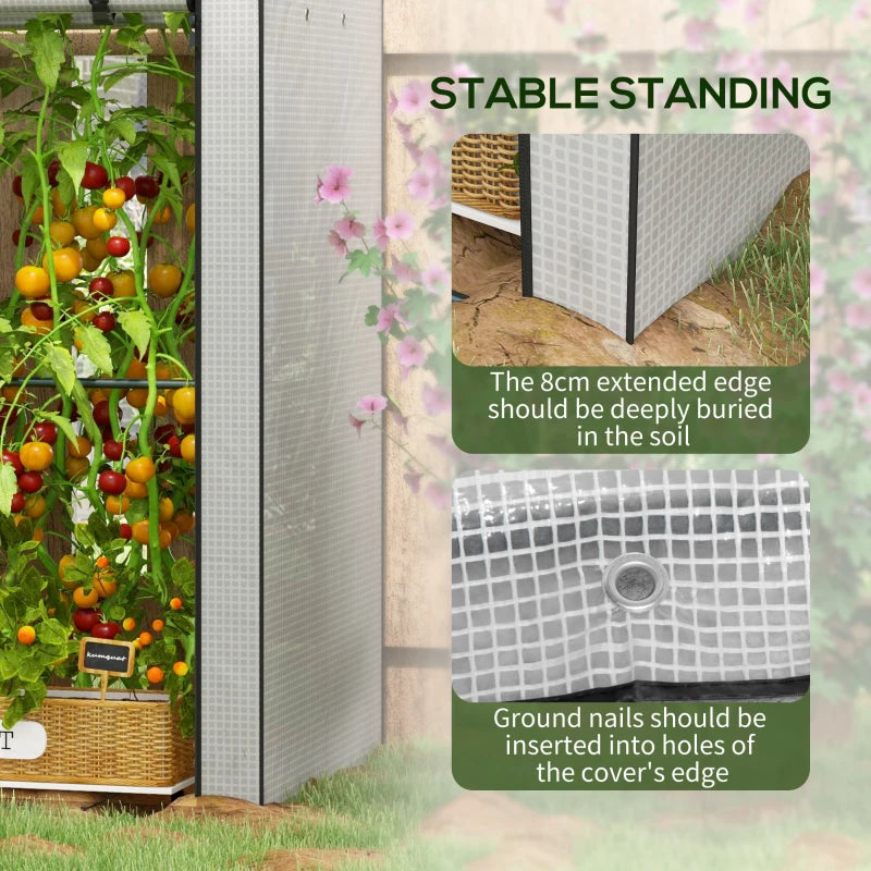Portable White Mini Greenhouse with 4 Shelves for Plants, 100x80x150cm