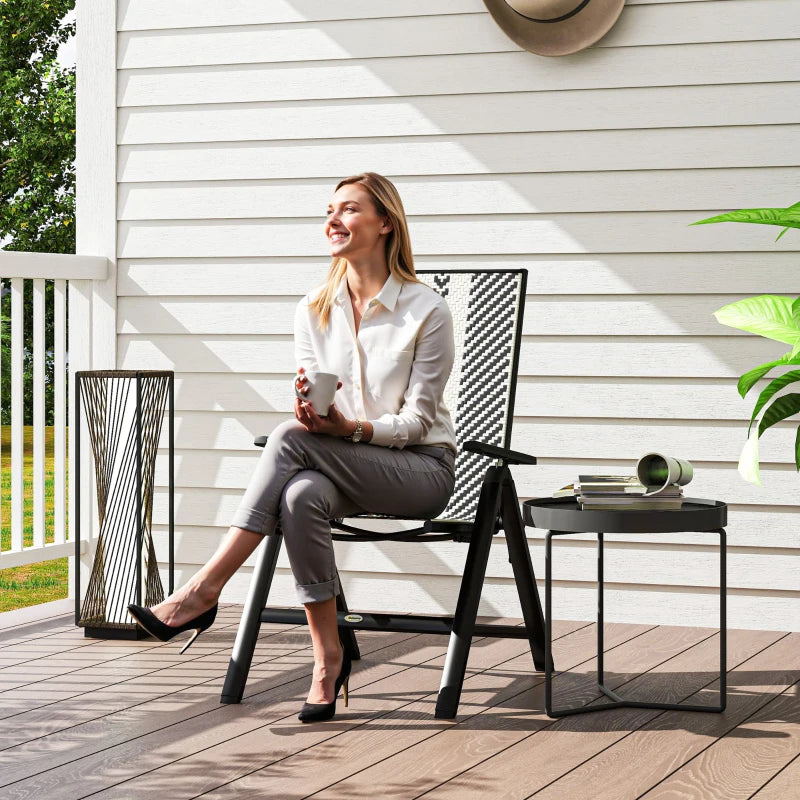 Stylish Black Rattan Reclining Garden Chairs - Comfortable Outdoor Seating for Relaxation and Leisure