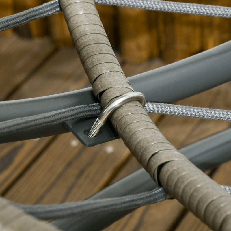 Grey Rattan Egg Chair with Cushion and Bottle Holder - Indoor/Outdoor