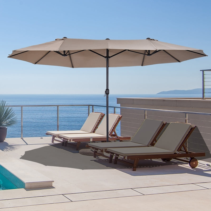 Double-Sided Tan Patio Sun Umbrella - 4.6m